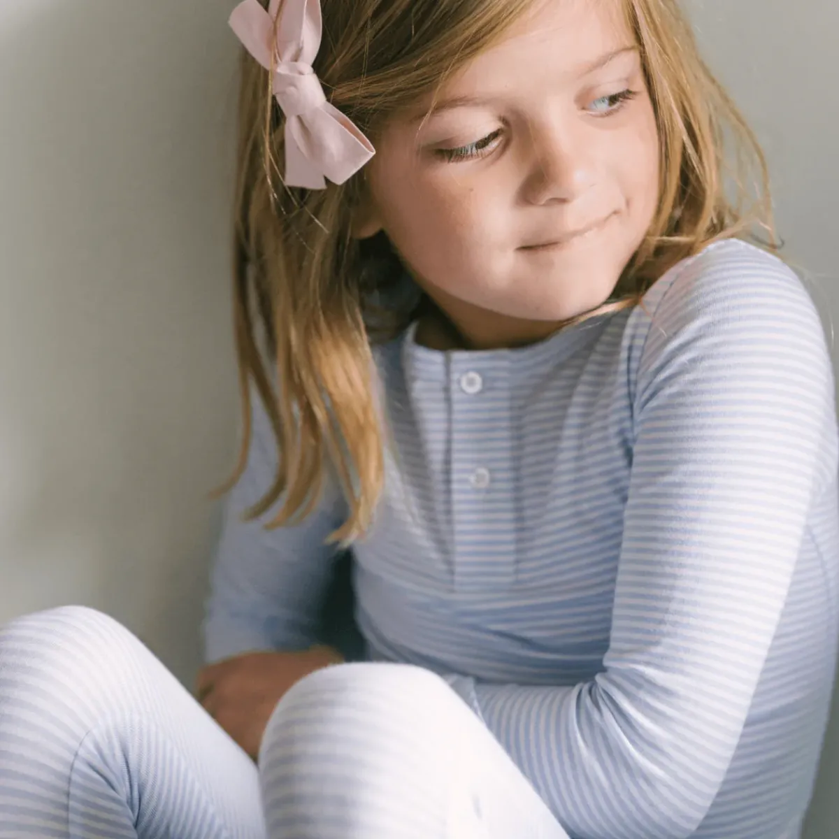 minnow Unisex Pima Pajamas Set Powder Blue Stripe New