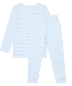 minnow Unisex Pima Pajamas Set Powder Blue Stripe New