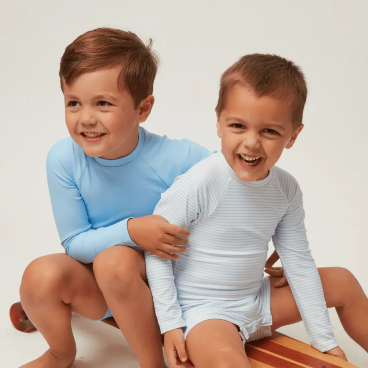 minnow Unisex Rashguard One Piece Powder Blue Stripe Fashion