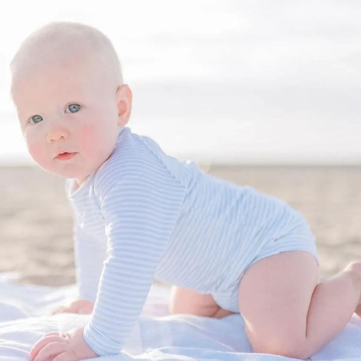 minnow Unisex Rashguard One Piece Powder Blue Stripe Fashion