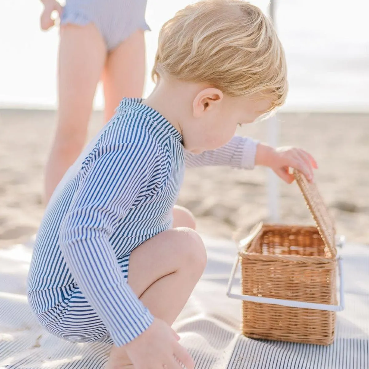 minnow Unisex Rashguard One Piece Navy Stripe Best