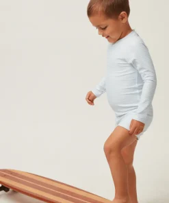 minnow Unisex Rashguard One Piece Powder Blue Stripe Sale