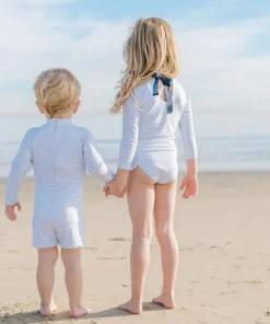 minnow Unisex Rashguard One Piece Powder Blue Stripe Sale