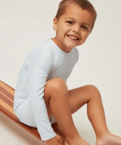 minnow Unisex Rashguard One Piece Powder Blue Stripe New