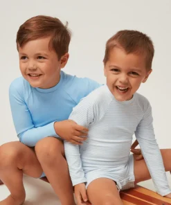 minnow Unisex Rashguard One Piece Powder Blue Stripe New