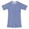 minnow Unisex Short Sleeve Rashguard One Piece Navy Stripe Discount