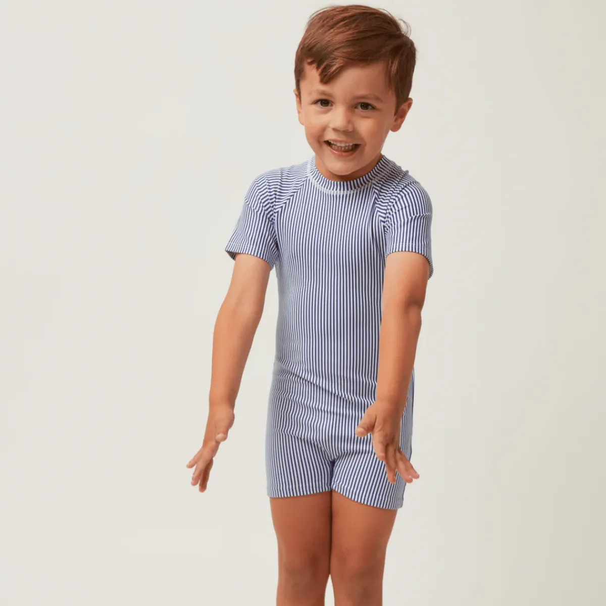 minnow Unisex Short Sleeve Rashguard One Piece Navy Stripe Discount