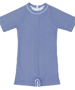 minnow Unisex Short Sleeve Rashguard One Piece Navy Stripe New