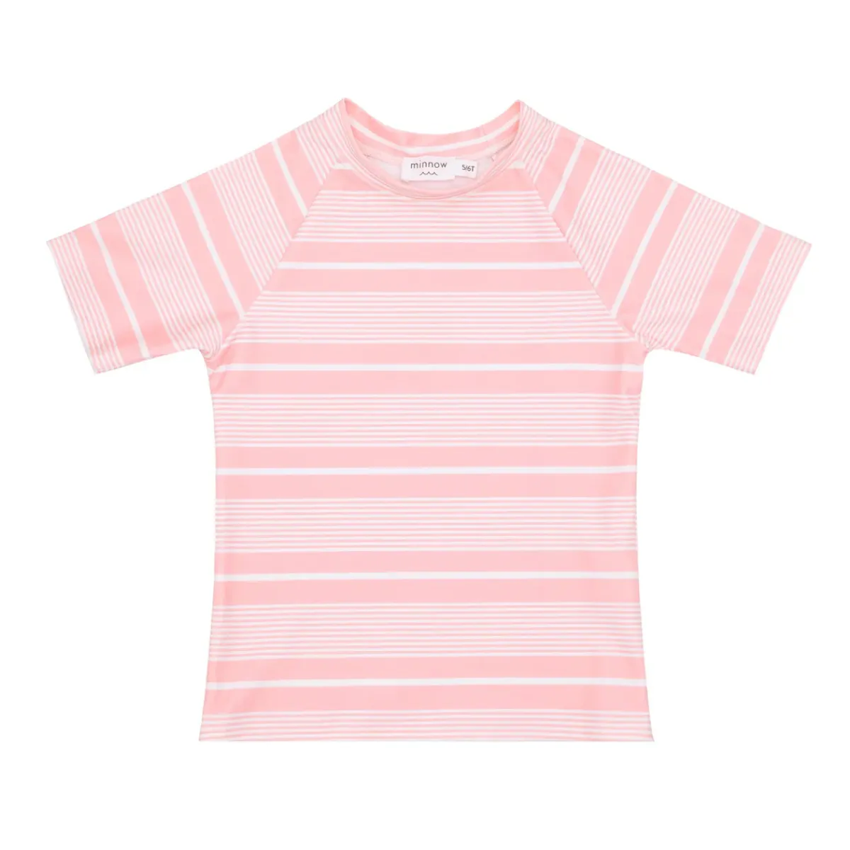 minnow Unisex Short Sleeve Rashguard Sorbet Pink Stripe Best