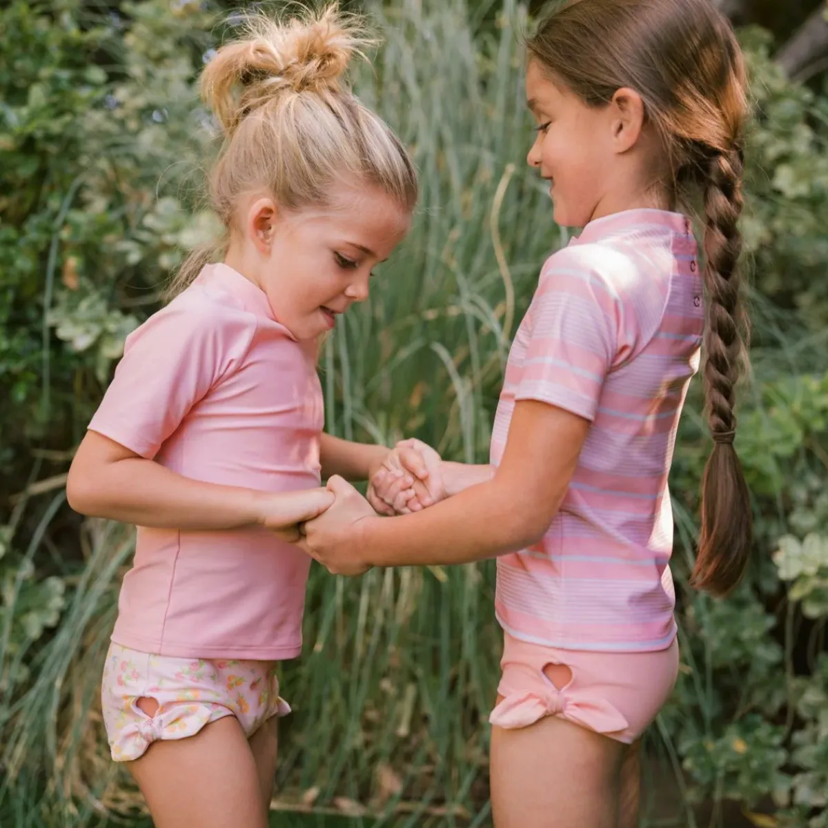 minnow Unisex Short Sleeve Rashguard Sorbet Pink Stripe Best