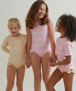 minnow Unisex Short Sleeve Rashguard Sorbet Pink Stripe Fashion