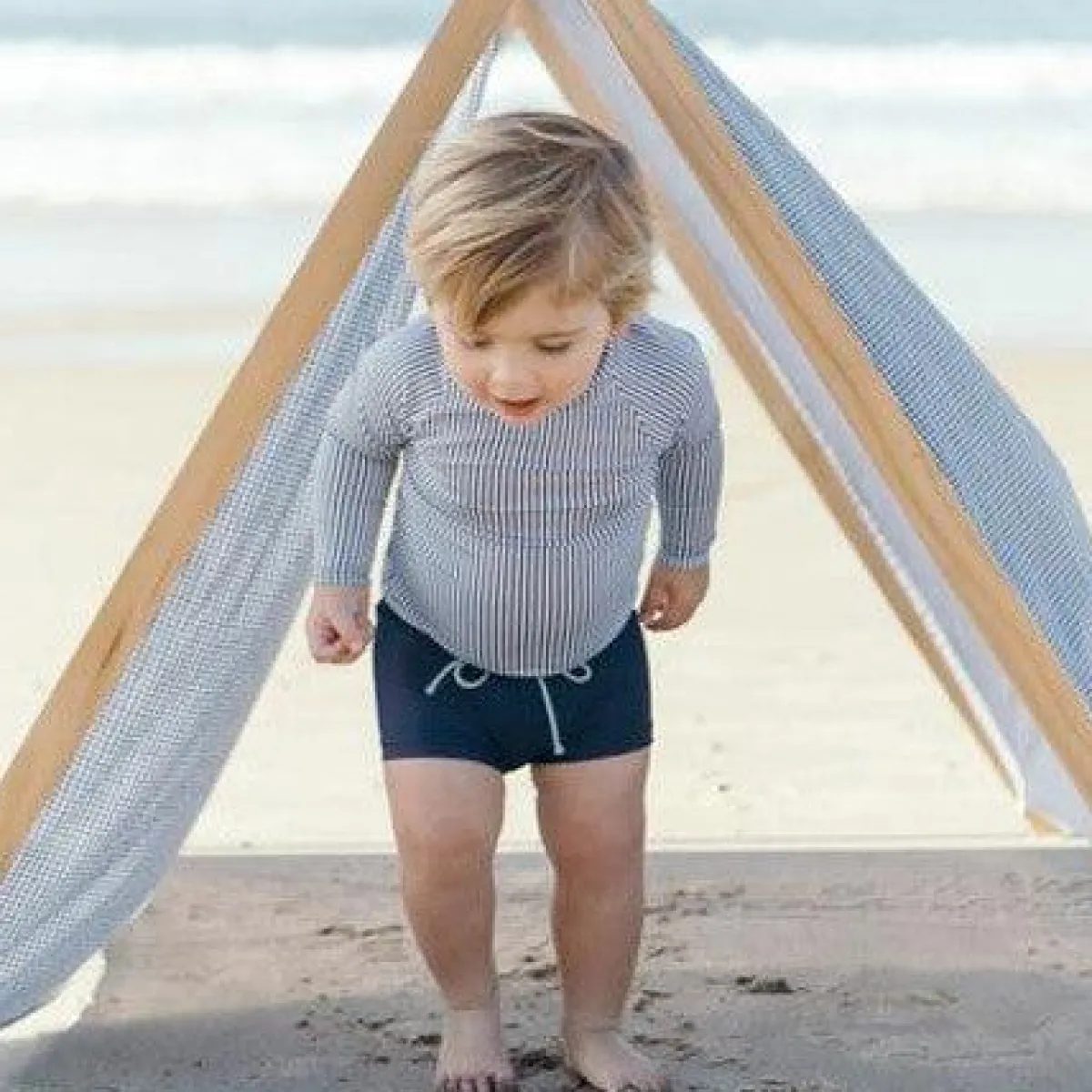 minnow Unisex Stripe Rashguard Navy Stripe Sale