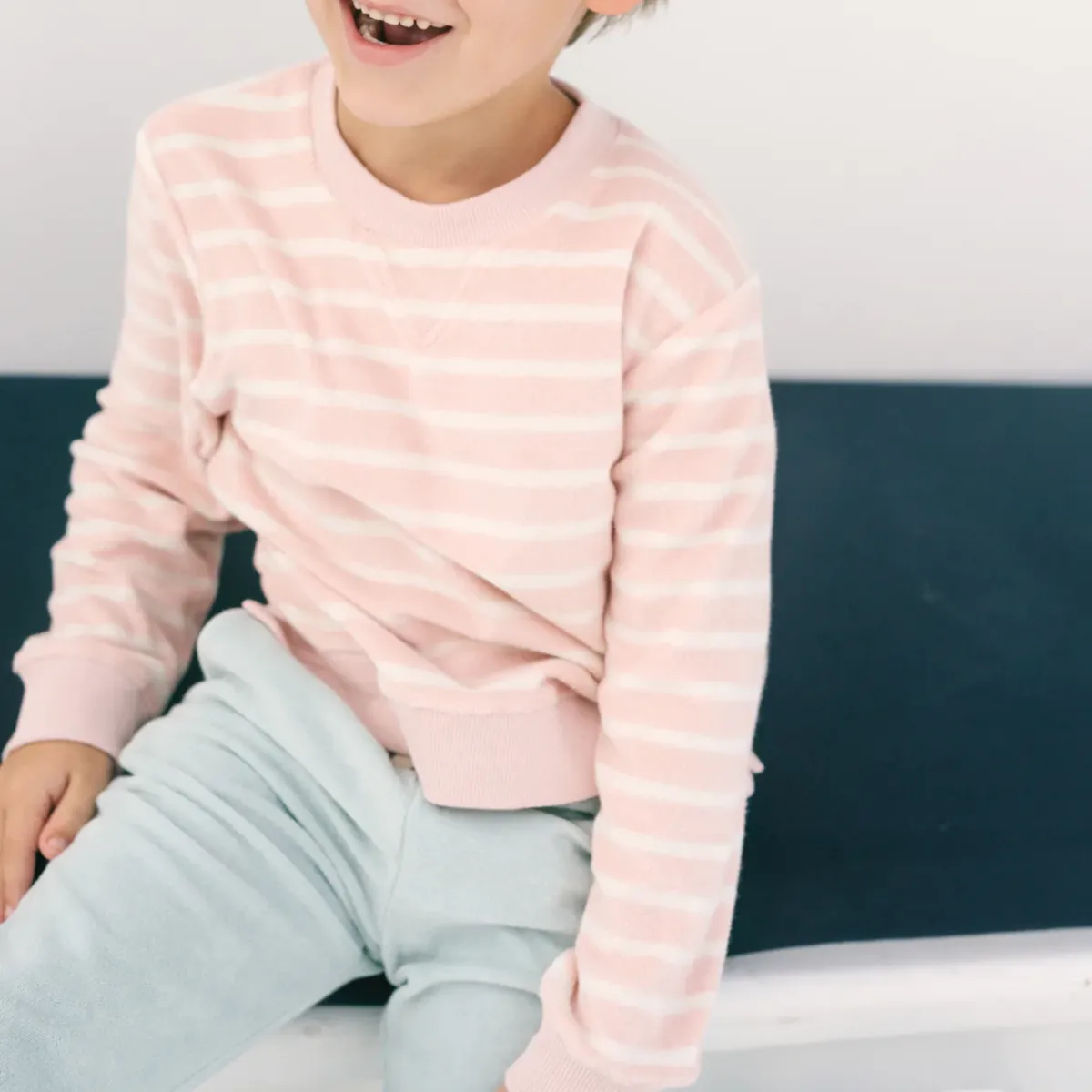 minnow Unisex Terry Sweatshirt | Swim Pink And Cream Clearance