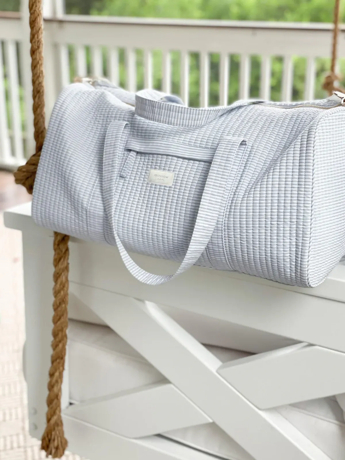 minnow Weekender Bag Powder Blue Stripe Clearance