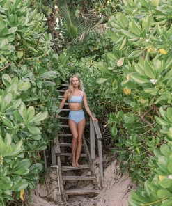 minnow Women's Bandeau Bikini Top Peri Blue Clearance