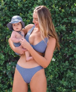 minnow Women's Bikini Bottom | Swim Navy Gingham Discount