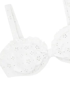 minnow Women's Tie Knot Bikini Top White Eyelet Clearance