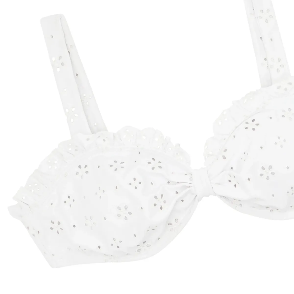 minnow Women's Tie Knot Bikini Top White Eyelet Clearance