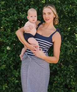 minnow Women's Tie Knot One Piece | Swim Navy Breton Stripe Clearance