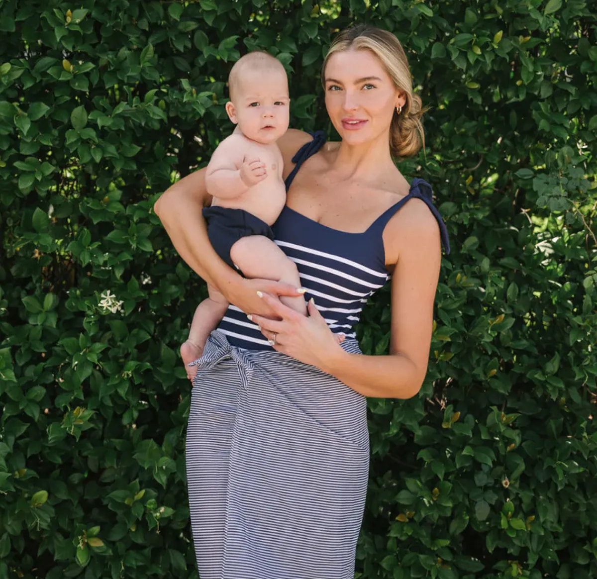 minnow Women's Tie Knot One Piece | Swim Navy Breton Stripe Clearance